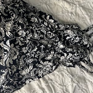 Floral Black and White Dress